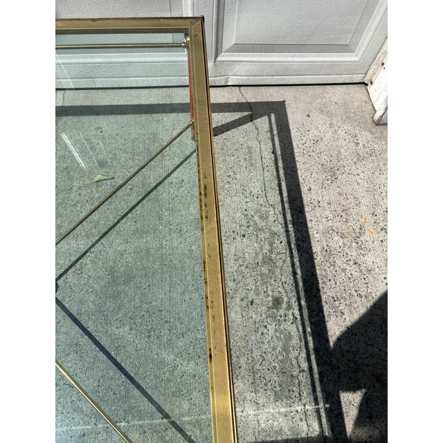 Mid 20th Century Hollywood Regency Neoclassical Brass & Faux Tortoise Bamboo Coffee Table With Glass Top For Sale - Image 9 of 12