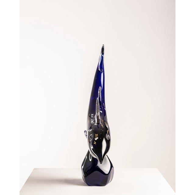 Large-format sculpture in art glass depicting a stylized fish, by Vincenzo Nason, made in Murano, Italy, circa 1970. The...