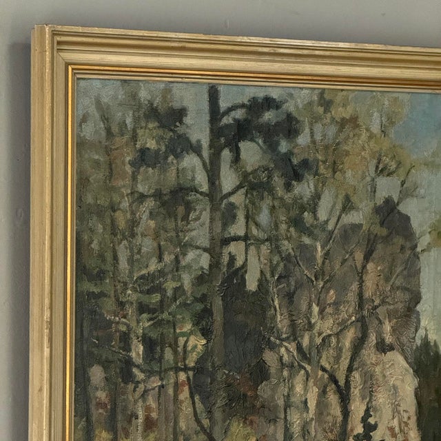 Antique Framed Oil Painting on Canvas by Arthur H. Maillien (1888-1962) 'Sunlit Trees' For Sale - Image 13 of 15
