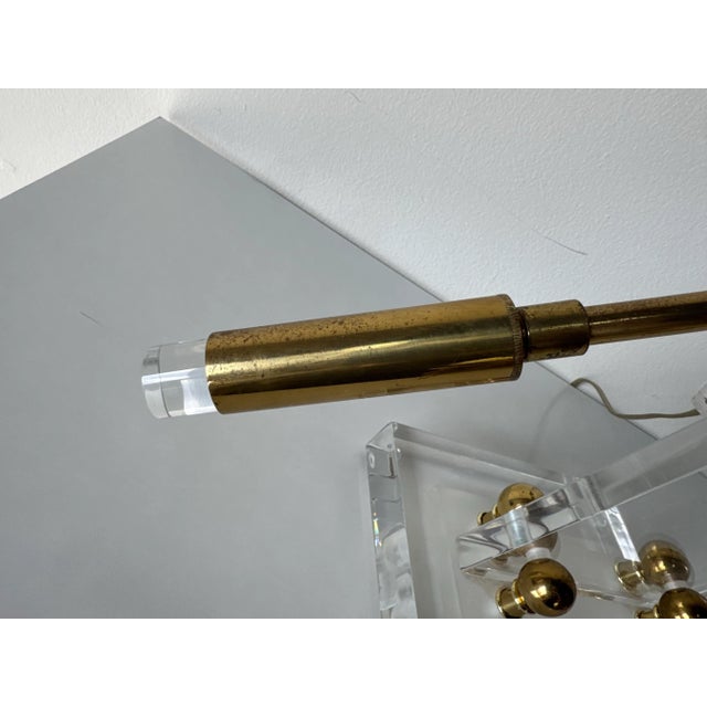 Brass 1980’s Vintage Bauer Lucite and Brass Adjustable Desk Lamp For Sale - Image 8 of 12