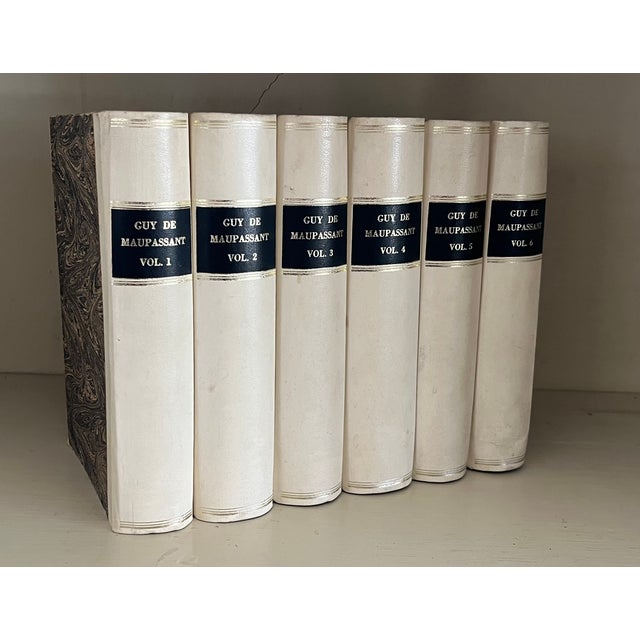 French Guy De Maupassant French Tromp l'Oeil Faux Fine Bindings Hollowed Out Books to Conceal or Hide Treasures For Sale - Image 3 of 12