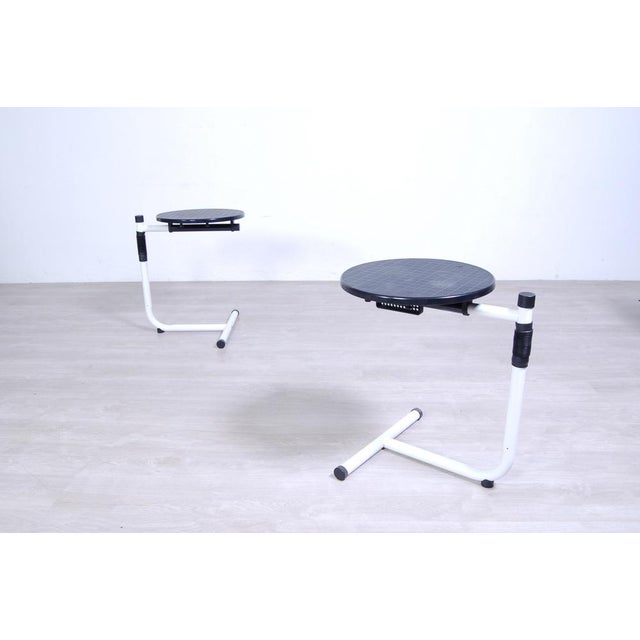 Particular pair of bedside tables, produced for Magis for the late 70s. Design Lucci Orlandini, as reported by the brand...