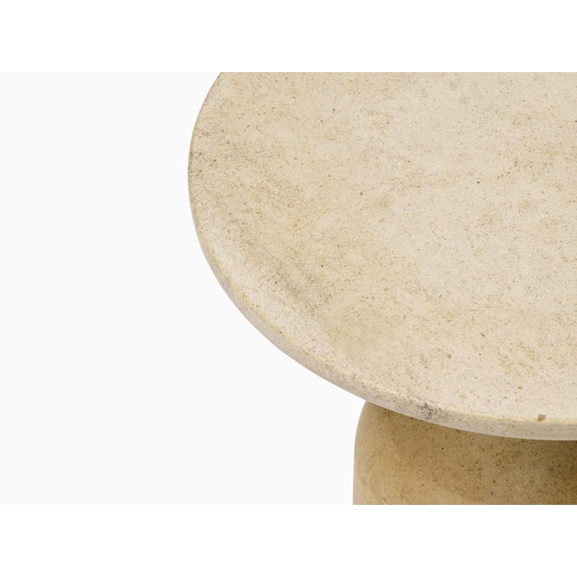 Peso Minimalist Round Side Table in Limestone by Depping & Jørgensen For Sale - Image 6 of 10