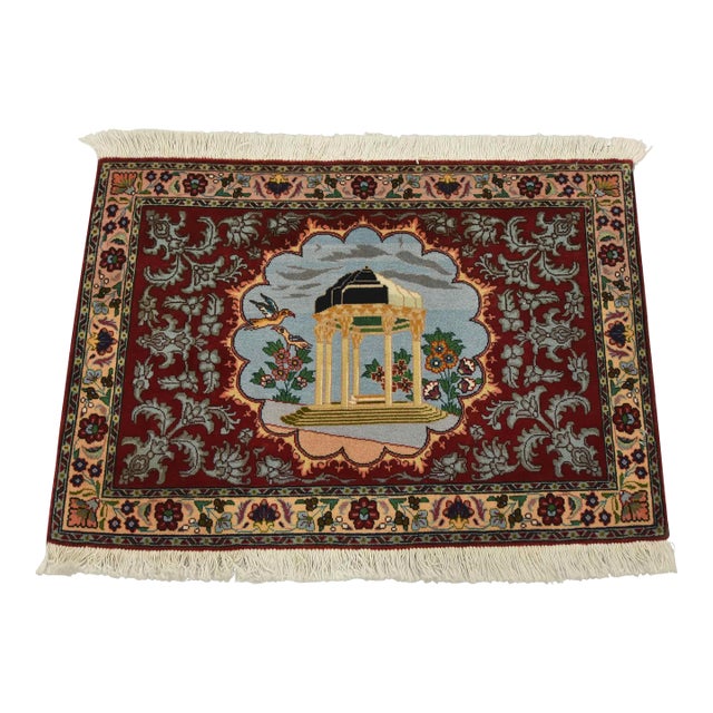 Tabriz Rug 2’1” X 3’1” Red Wool Vintage Traditional Hand-Knotted Carpet For Sale
