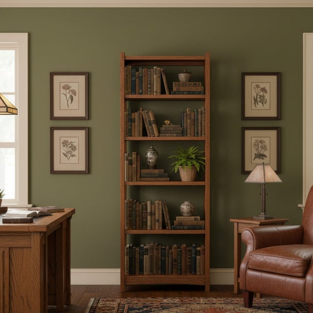 Mission Spindle Side 5 Shelf Bookcase - Michael's Cherry (Mc1) For Sale - Image 9 of 10