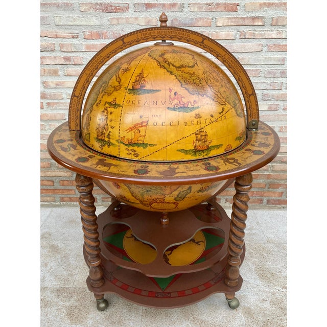 Vintage Italian World Globe Dry Bar, 1960s For Sale - Image 17 of 18