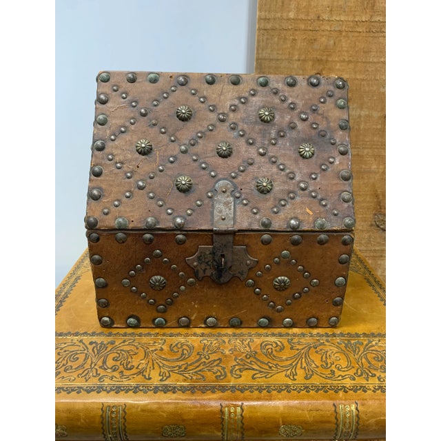 Spanish Mid 20th Century Vintage Cathedral Top Spanish Chest With Brass Fittings For Sale - Image 3 of 7