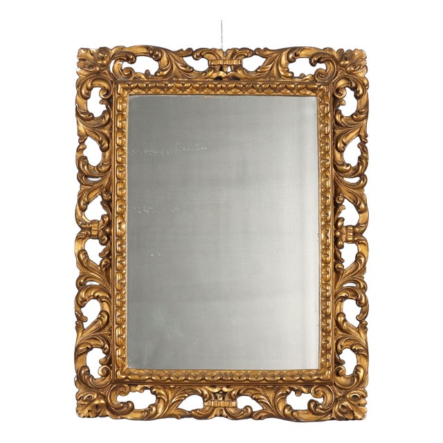 Mirror in Wood and Gilded Pastiglia For Sale