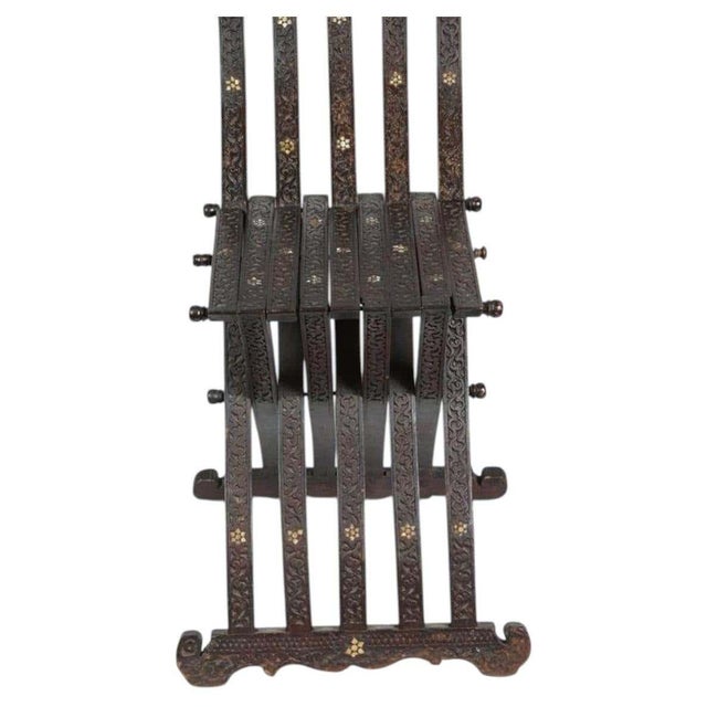 19th Century Moorish Carved Wood Folding Chair with Mother-of-Pearl Inlay For Sale - Image 10 of 15