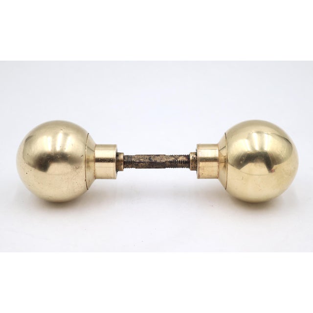 Modern Pair of Modern Polished Cast Brass Ball Shaped Door Knobs For Sale - Image 3 of 5