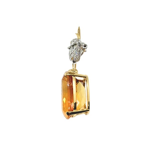 Tiffany & Co. Schlumberger Citrine Bird on a Rock Diamond 18k Gold & Platinum Pin Brooch For Sale In Washington DC - Image 6 of 13