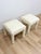 Milo Baughman Style White Parsons Upholstered Stool Pair Vintage MCM Cube For Sale - Image 4 of 11