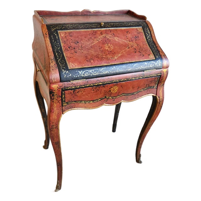 Late 20th Century Louis XV Leather Wrapped Ladies Desk by Theodore Alexander For Sale