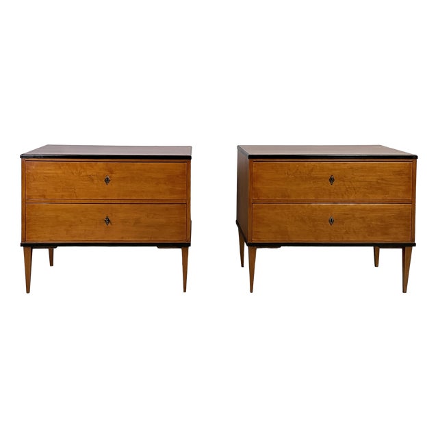 German Biedermeier Style Chests of Drawers in Wood with Black Edges, 1930s, Set of 2 For Sale