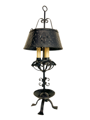 Mid-Century Brutalist Style Forged Table Lamp in Wrought Iron, 1960s