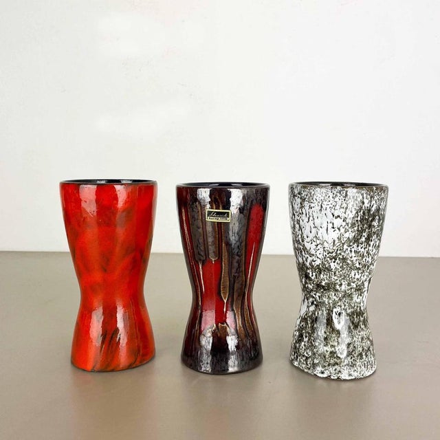 Vintage Pottery Fat Lava Vases from Scheurich, Germany, 1970s, Set of 4 For Sale - Image 3 of 18