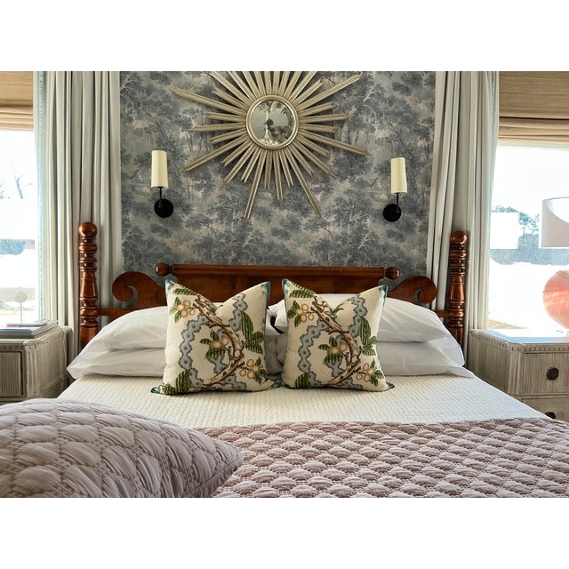 Brunschwig & Fils "Josselin" in Aqua and Mist 22" Down-Filled Pillows - A Pair For Sale In Atlanta - Image 6 of 6