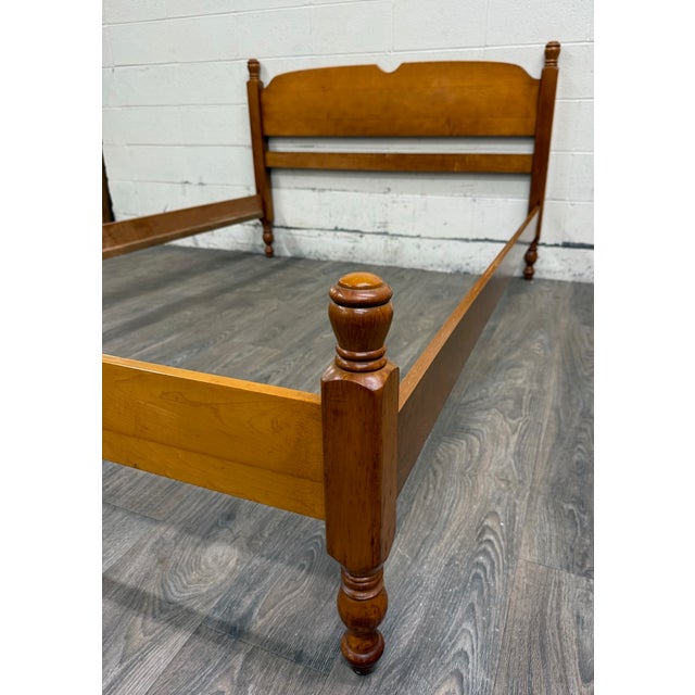Brown Vintage Full Size Colonial Style Solid Maple Low Poster Bed For Sale - Image 8 of 15