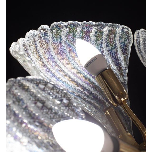 Metal 1980s Murano Chandelier Iridescent Leaves For Sale - Image 7 of 12