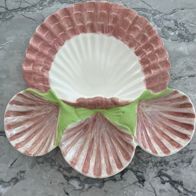 Pink 1980s Handmade Pink Shell Platter Signed For Sale - Image 8 of 9