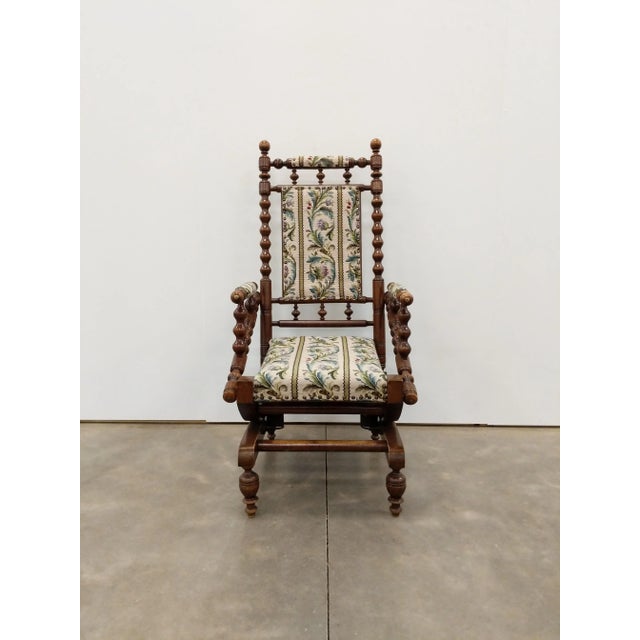 1920s Antique Danish Rocking Chair With Foot Stool For Sale - Image 5 of 11