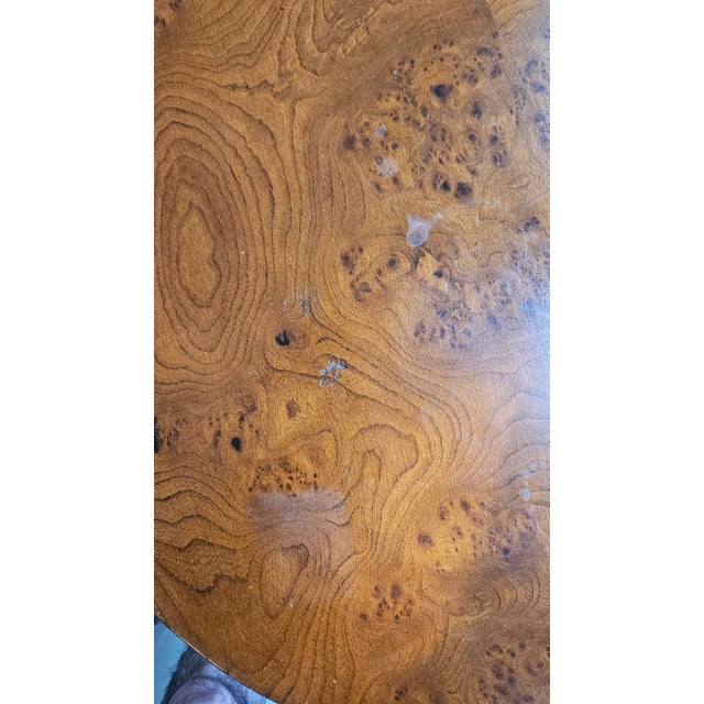 Early 20th Century Neoclassical Burl Wood Table With Metal Ornamentation For Sale - Image 9 of 12