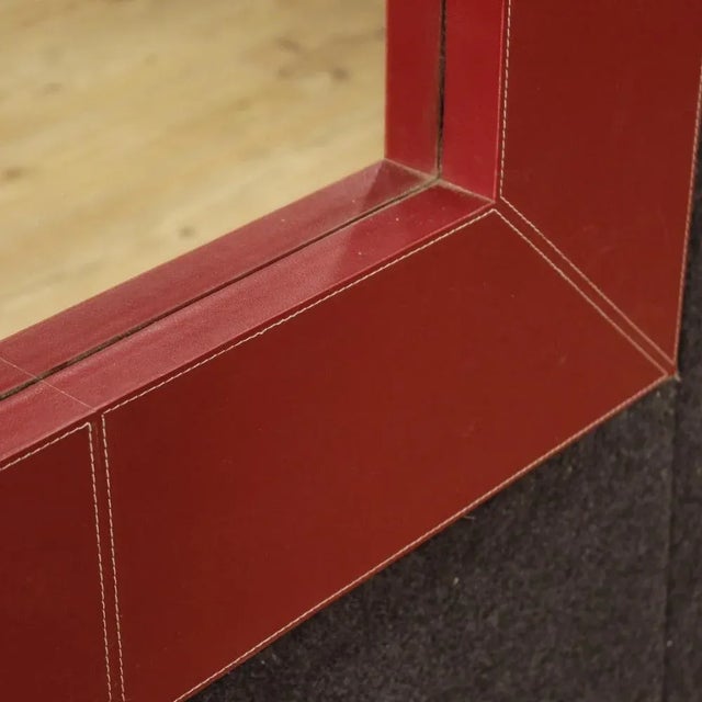 Italian modern design mirror. Newly made furniture covered in faux leather. Mirror of excellent proportion that can be...