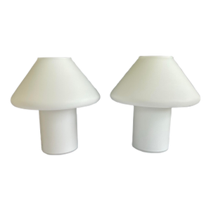 Vintage Hala Zeist Opaline Glass Mushroom Table Lamps - a Pair