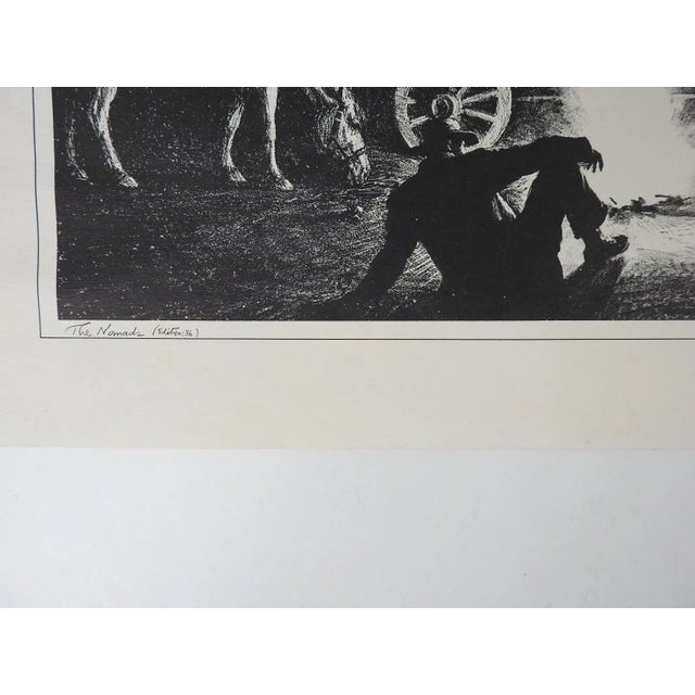 Vintage Peter Hurd Nomads Horse Wagon Campfire Print For Sale - Image 4 of 6
