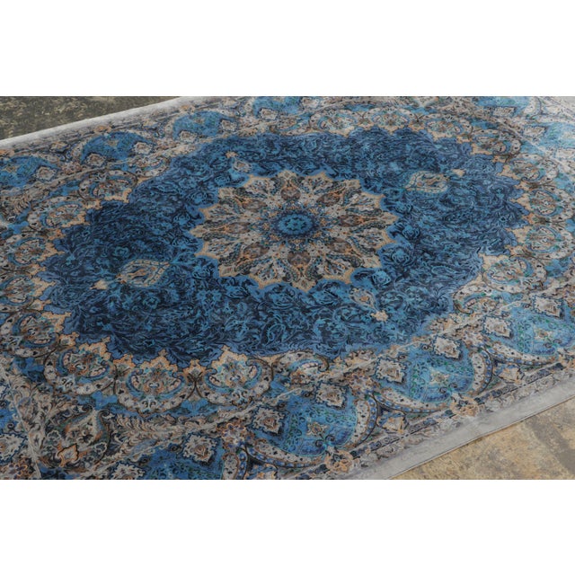 Traditional Rug & Kilim’s Modern Persian Style Rug With Intricate Medallion in Ocean Hues For Sale - Image 3 of 8