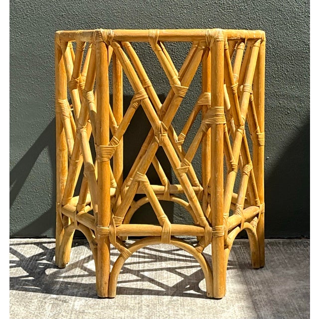 Vintage Chinese Chippendale Rattan Table Pedestal For Sale In West Palm - Image 6 of 12