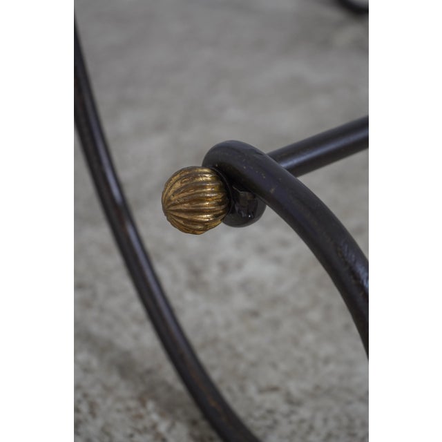 Pair Iron Base Glass Top End Tables For Sale - Image 4 of 12