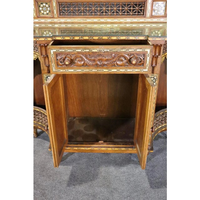 Extremely Rare Morrocan Inlaid Mirrored Vitrine Bookcase Circa 1890 For Sale - Image 4 of 12