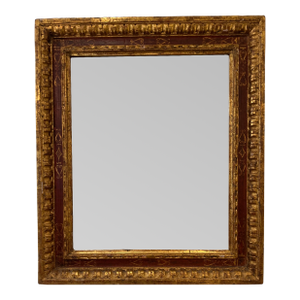Gold Leaf & Red Underpainted Carved Italian Wall Mirror