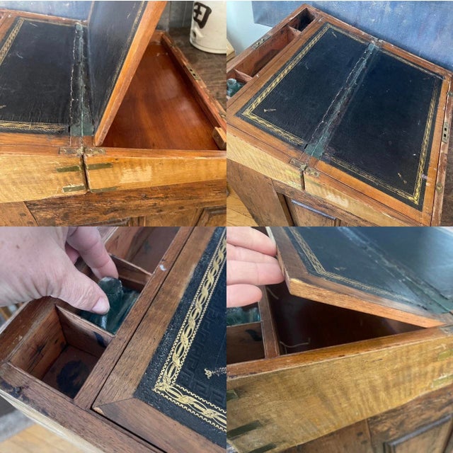 Brass 1860s Antique Burl Wood Lap Desk or Writing Slope For Sale - Image 8 of 9