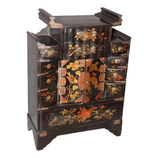 Japanese Cabinet in Black Lacquer and Gold, 1900 For Sale