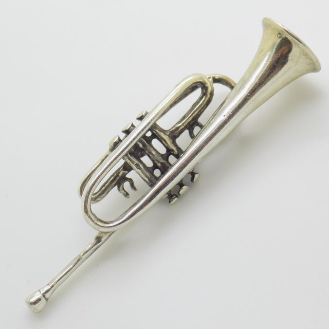 Vintage Miniature Trumpet in 800 Silver, Italy, 1980s For Sale - Image 4 of 11
