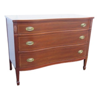 Mahogany Inlay American Serpentine Front Low Dresser 6164 For Sale