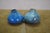 2 Vintage Blue Glazed Gourd Shaped Pinch Pot Pottery Bud Vases 2" For Sale - Image 6 of 14