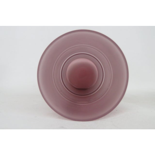 Purple Frosted Glass Vase Vintage Bamboo Hooped Mid Century Modern Style 4746b For Sale - Image 9 of 11