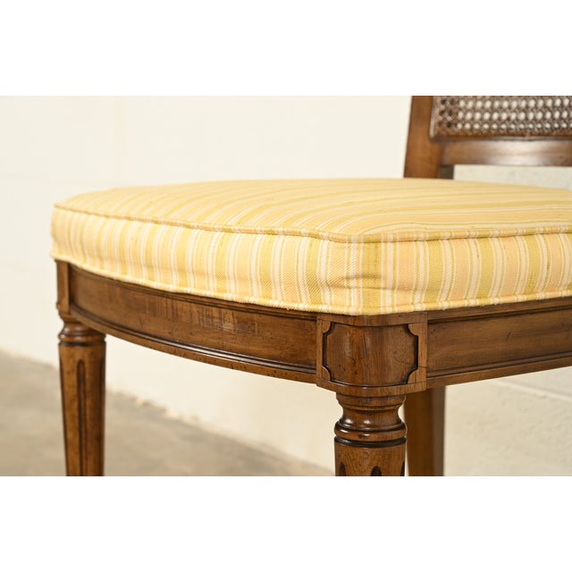 Henredon French Regency Louis XVI Carved Walnut Cane Back Side Chairs or Dining Chairs, Pair For Sale - Image 10 of 16