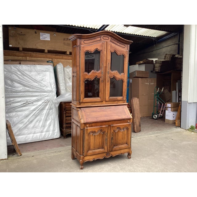 Wood French Cherry Bookcase/Secretary For Sale - Image 7 of 11