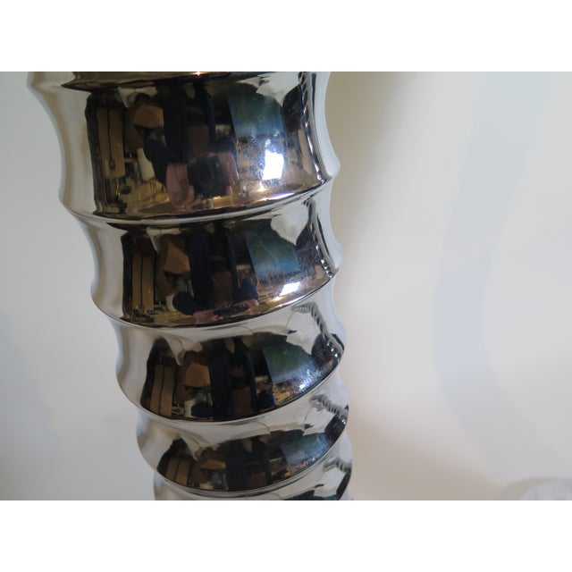 Toni Zuccheri 1990s Mid-Century Modern Style After Toni Zuccheri Multi-Tiered Cylindrical Mercury Glass Murano Style Floor Lamps - a Pair For Sale - Image 4 of 6