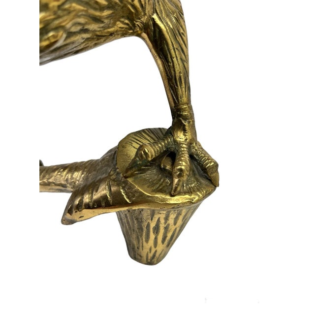 Metal Vintage Brass Perched Eagle For Sale - Image 7 of 10