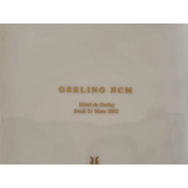 Advertising French Limoges Ceramic White With a Blue Logo Catchall Ashtray For Sale In Palm Springs - Image 6 of 7