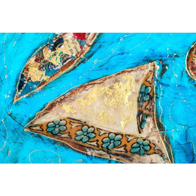 Expressionism Mary Larsson "Au Fond De La Mer" Mixed Media Collage, Framed For Sale - Image 3 of 6