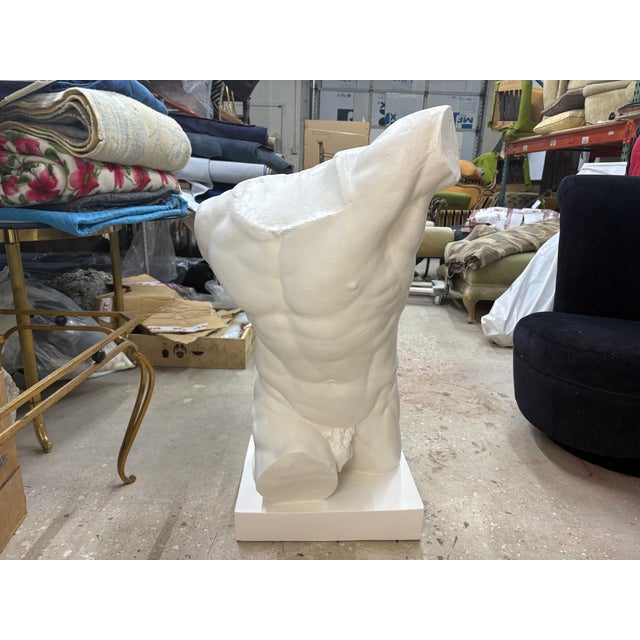 1940s Italian Plaster Male Torso Sculpture of a Classical Athlete For Sale - Image 9 of 14