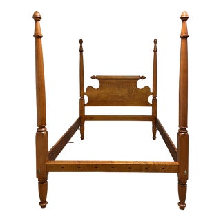 Queen Size 19th Century Empire Style Solid Maple Post Bed Frame For Sale