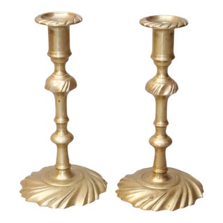 Brass Swirl Candlestick Holders by Colonial Williamsburg, a Pair For Sale