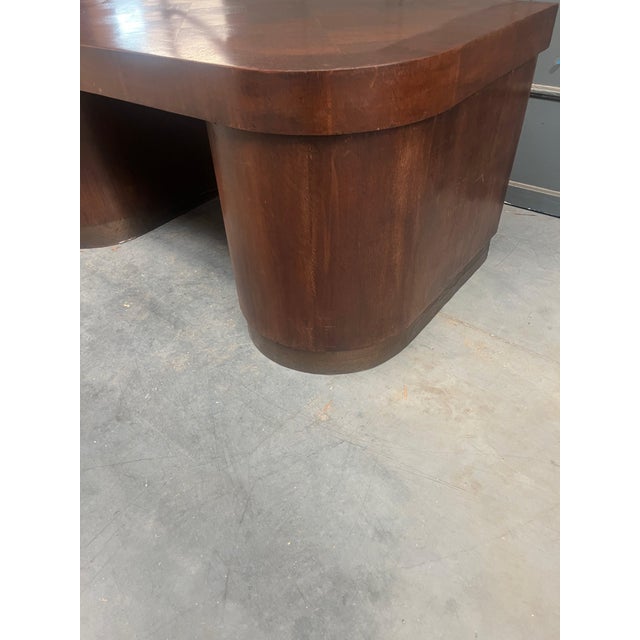 Brown Art Deco Executive Desk in Veneer For Sale - Image 8 of 15